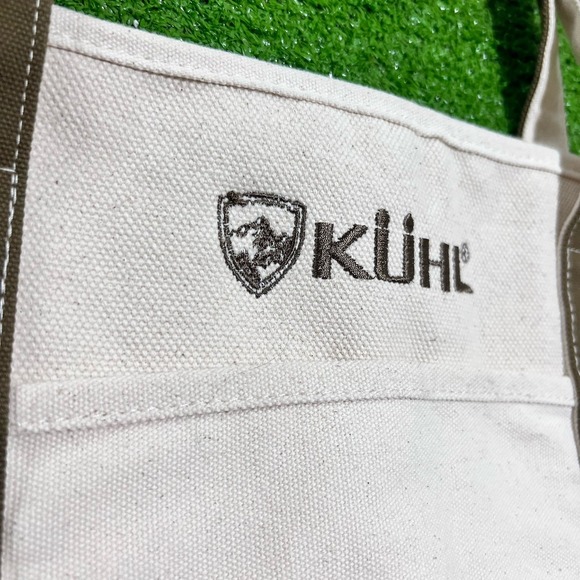 KUHL Canvas Tote Bag MURDOCH'S Large 17" X 13". Olive Drab & Cream NWOT handbag - Picture 3 of 8